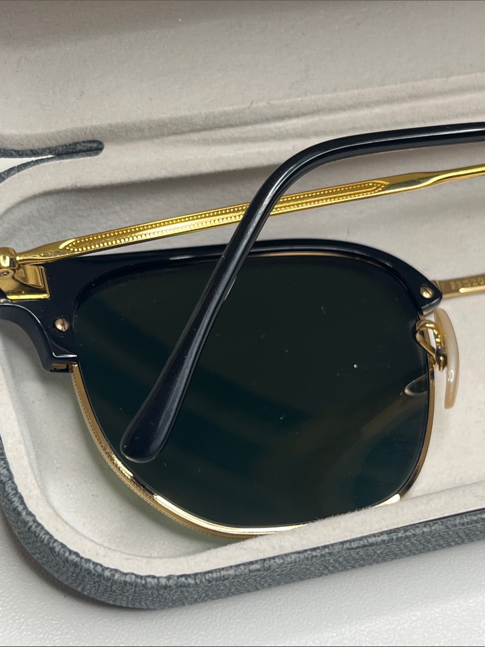 Ray-Ban Clubmaster Sunglasses - Black & Gold with Dark Green Lenses - Picture 5 of 9